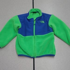 The North Face Lime Green and Royal Blue Fleece Jacket Size 18-24mnths